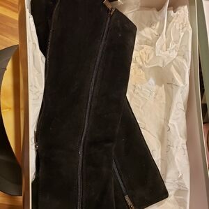 Black suede knee high boots